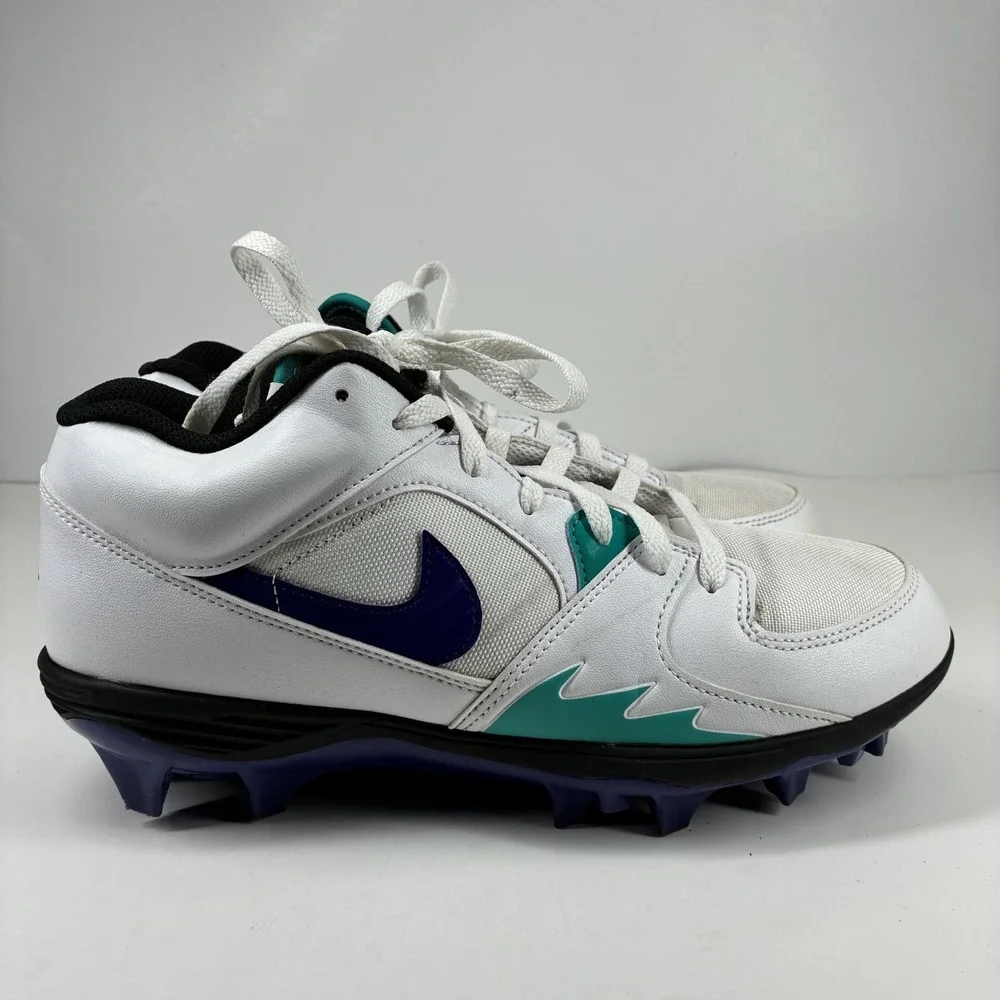 Jordan Brand Stadium 90 Low TD Men's 10.5 White Grape Football Cleats HQ0210-105